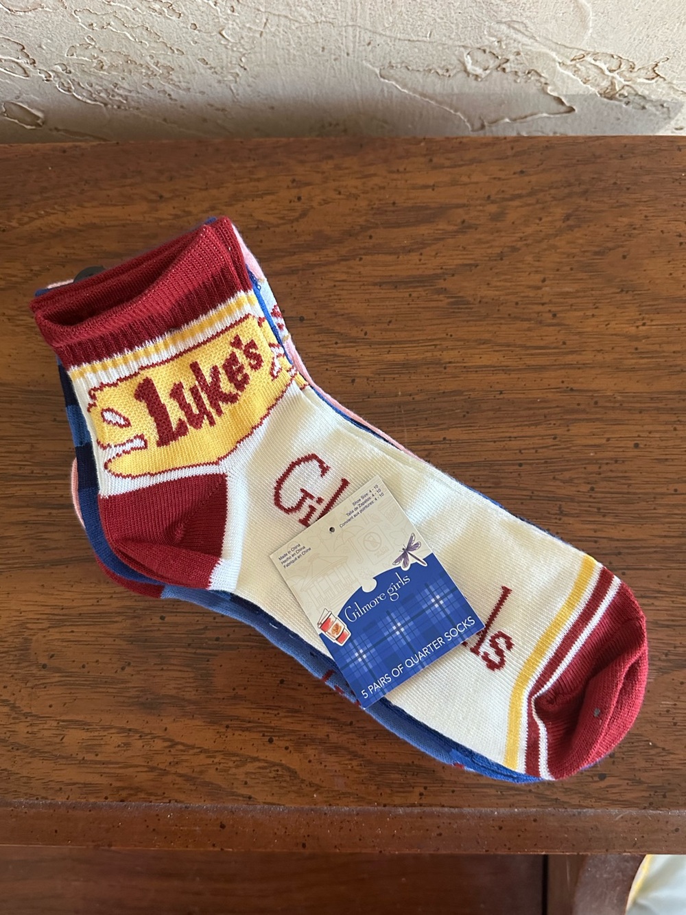 5 Pairs Gilmore Girls Luke’s Diner Quarter Socks NWT
